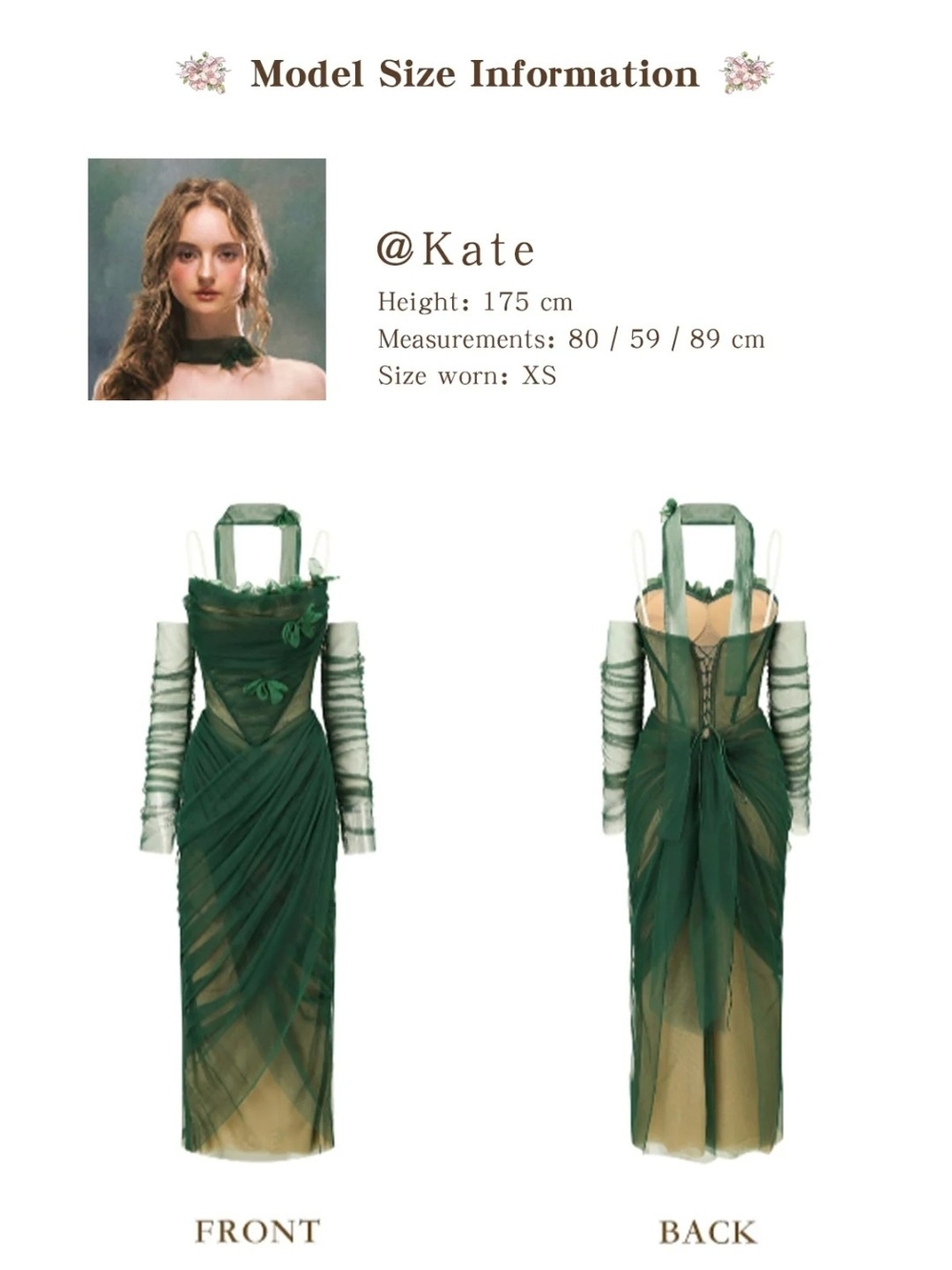 Lacemade Forest Nymph Dress Emerald Green Sheer Draped Midi Dress - Picture 2 of 7